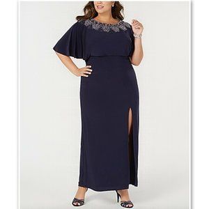 NWT! Betsy & Adam Beaded Blouson Dress Gown 14W